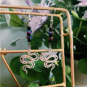 Handmade by me. Hematite & Jasper Earrings